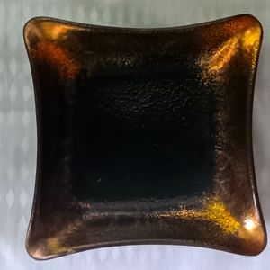 Vintage Sascha Brastoff Gold and Black Square Pottery Dish